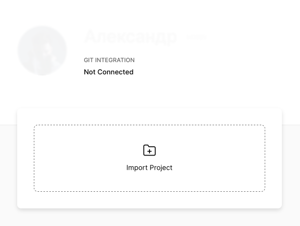 Vercel dashboard with “Import project” button