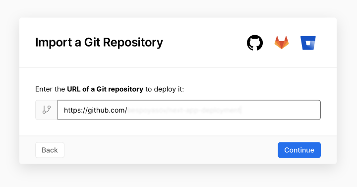 A text field for specifying git URL